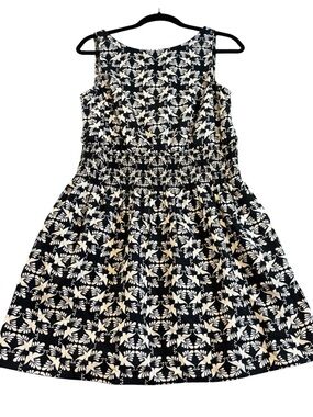 Universal Thread Black Dress with Cream Floral Print